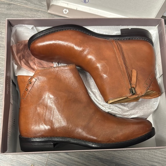 Franco Sarto Mobi Ankle Bootie Cognac Brown Leather Women's shoes - Picture 2 of 5
